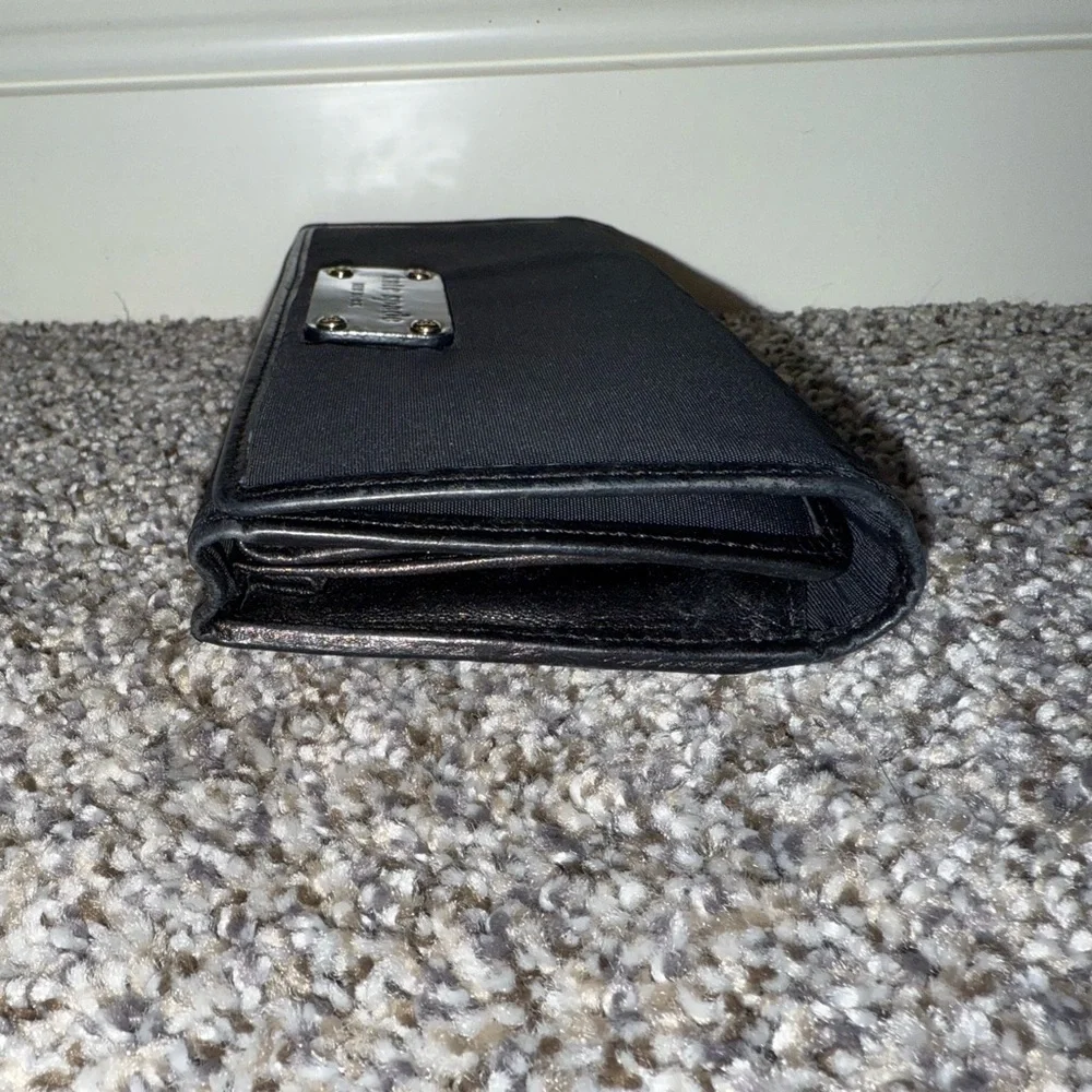 Kate spade black nylon trifold snap wallet